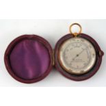 Clarkson, London, a gilt brass pocket barometer, with silvered dial, initialled and dated to the