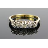 An 18ct Gold and Old Cut Diamond Five Stone Ring, 3.9mm central stone, maker A. Bros., size M.5, 2.