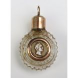 A 19th Century Miniature Scent Bottle with central bust of a man in profile with laurel wreath '