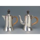 A George V silver two-piece bachelors coffee service, maker Asprey & Co Ltd, Birmingham, 1926,