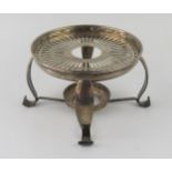 A continental silver kettle and burner stand, of circular outline, stamped marks, lacks burner, 11.
