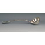 A Victorian silver Fiddle and Thread pattern soup ladle, maker Chawner & Co, London, 1860,