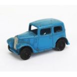 Dinky 35a Saloon Car - light blue, black rubber wheels - good, one wheel has cracks