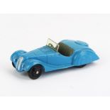 Dinky 38a Frazer Nash BMW Sports Car - mid blue, grey seats, silver edged windscreen, matt black