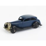 Dinky 30b Roll Royce - dark navy blue, black plain closed, chassis, matt black ridged hubs -