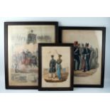 Three assorted polychrome military prints, depicting The Foot Artillery and Royal Artillery, (3) F &