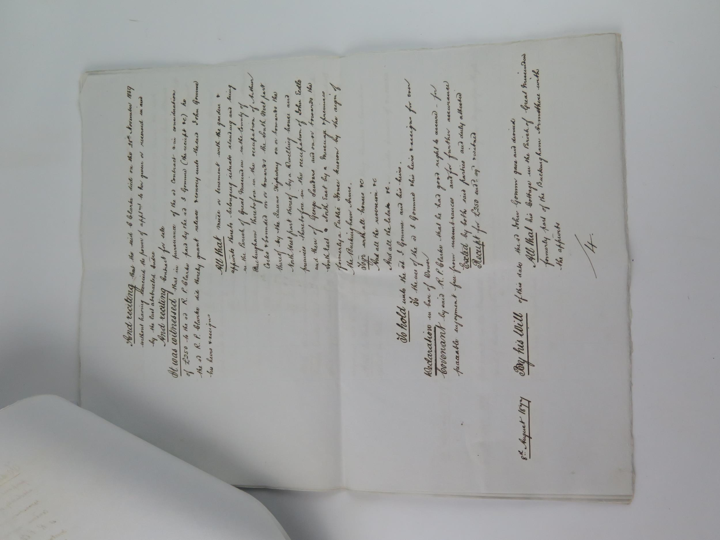 A Victorian mortgage for sale of land in the County of Buckingham. dated 14th August 1850.10 - Image 2 of 2