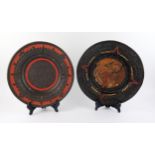 A Mexican Oaxaca pottery calendar plate, with low relief decoration, 31cm diameter together with