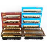 OO Gauge Collection of GWR Chocolate/Cream Coaches including Mainline, Airfix GMR Auto Coaches,
