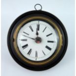 A George III brass and ebonised cased sedan timepiece, with 9cm enamel Roman dial, the movement