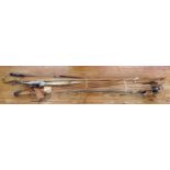A collection of assorted greenheart and bamboo fishing rods including boat rods, salmon rods etc.