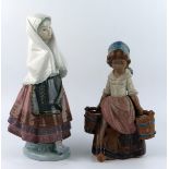 A Lladro porcelain figurine, No 5053 Festival Girl and no 3512 Girl with two pails, (2).