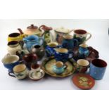 A collection of Torquay and other pottery wares, includes teapot, jugs, bowls etc.