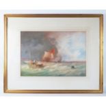 19th century English School; Barge and Sailing Ships in a choppy estuary, watercolour, unsigned