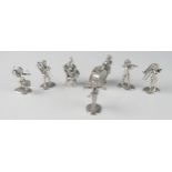A mixed silver miniature sextet cherub orchestra, with conductor, most bearing import marks, total
