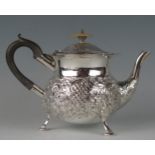 An Edward VII silver teapot, maker C.H possibly Charles Horner, Birmingham, 1906, of circular