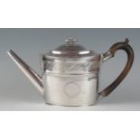 A George III provincial silver teapot, maker Christian Ker Reid, Newcastle, 1799, of oval outline