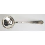 A French silver fiddle and Thread pattern soup ladle, maker possibly Risler & Carre, circa 1900,