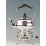 A George V silver spirit kettle, stand and burner, maker Atkin Brothers, Sheffield, 1917, of