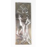 A continental silver panel depicting the martyrdom of St Sabastian, indistinctly monogrammed and