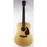 A Sigma DM7e Dreadnought 7-string acoustic guitar with double G string, with an octave pairing,