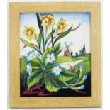 A Moorcroft pottery plaque with 'Latham's Field' decoration by Nicola Slaney, released in 2012,