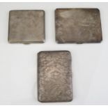 Two silver cigarette cases, initialled, with engine turned decoration, together with a silver