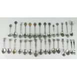A collection of assorted continental silver plated souvenir and other coffee and tea spoons, (a lot)