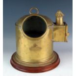 Whyte, Thomson & Co, a brass ships binnacle, with gimbal mounted compass, with lamp housing, mounted