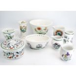 A collection of Portmeirion Botanical Garden pattern jugs, vase, jardiniÃ¨re , and oval bowl.