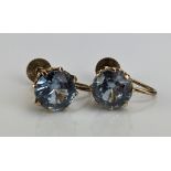 A Pair of 9ct Gold and Blue Spinel Screw Back Earrings, c. 8.8mm, 2.6g