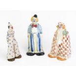 Elizabeth Haslam, three fully glazed models of clowns, in assorted costumes with painted faces, with