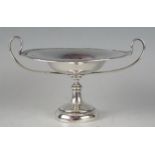 An Edward VII silver twin handled pedestal bon bon dish, maker's mark worn, Birmingham, 1906, the