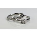 A Beaverbrooks .950 Platinum and Diamond Engagement and Wedding Ring Set comprising a solitaire with