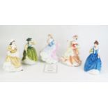 Five Doulton figurines, includes; HN 4154 Natasha, HN2309 Buttercup, HN 4453The Dance, HN3601