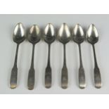 A set of six Scottish silver Fiddle pattern teaspoons, unknown maker , initialled, 84gms, 2.70ozs