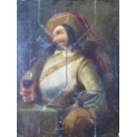 Continental School, half- portrait of a seated jolly cavalier enjoying a drink, oil on canvas