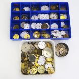 Two Boxes of Assorted Antique Pocket Watch Movements, etc.