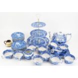 A Spode "Italian" pattern part tea service, includes teapot, milk jug, three tier cake stand,