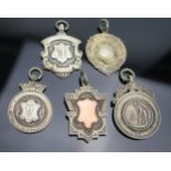 Five Silver Fob Medallions, 35g