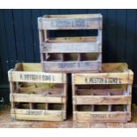 Three vintage wooden bottle crates for H> Weston & Sons Ltd. (3).