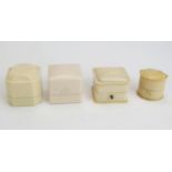 Four 'Ivory' Plastic Ring Boxes, three named