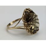 A 9ct Gold and Smoky Quartz Ring, hallmarked, c. 19.5x15cm, size Q.5, c. 6.54g