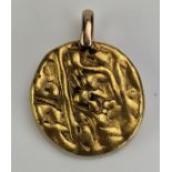 An Indian? Gold Coin Pendant, 18mm diam., 11g