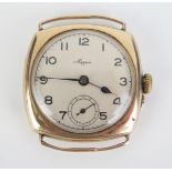 A Mappin Gent's 9ct Gold Cased Tank Wristwatch, engraved "A.R.D. Advance Dept. 1924-1930", 32mm
