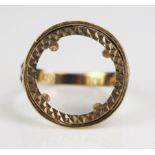A 9ct Gold Half Sovereign Ring Mount, c. size T.5, 3.42g