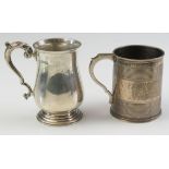 A Victorian silver christening mug, maker William Evans, London, 1877, initialled, of cylindrical