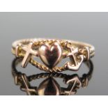A Victorian 9ct Gold, Faith, Hope and Charity Ring, size P.5, c. 1.72g