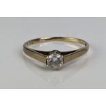 A 9ct Gold and Cubic Zircona Solitaire Ring, hallmarked, size K.5, c. 1.07g