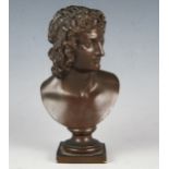 After the antique, a Grand Tour bronze bust of Achilles as a young man, unsigned, bears a Collas